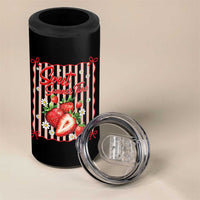 Striped Summer Strawberry 4 in 1 Can Cooler Tumbler Preppy Beach Vibes Graphic