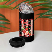Striped Summer Strawberry 4 in 1 Can Cooler Tumbler Preppy Beach Vibes Graphic