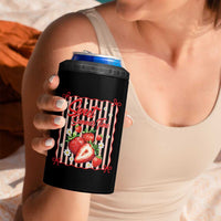 Striped Summer Strawberry 4 in 1 Can Cooler Tumbler Preppy Beach Vibes Graphic