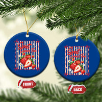 Striped Summer Strawberry Ceramic Ornament Preppy Beach Vibes Graphic