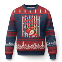 Striped Summer Strawberry Ugly Christmas Sweater Preppy Beach Vibes Graphic