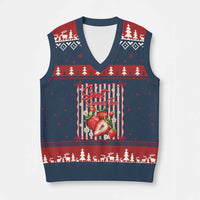 Striped Summer Strawberry V-Neck Knit Sweater Vest Preppy Beach Vibes Graphic