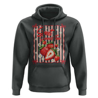 Striped Summer Strawberry Hoodie Preppy Beach Vibes Graphic
