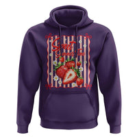 Striped Summer Strawberry Hoodie Preppy Beach Vibes Graphic