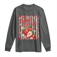 Striped Summer Strawberry Long Sleeve Shirt Preppy Beach Vibes Graphic