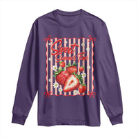 Striped Summer Strawberry Long Sleeve Shirt Preppy Beach Vibes Graphic