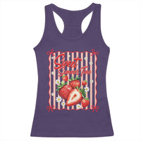 Striped Summer Strawberry Racerback Tank Top Preppy Beach Vibes Graphic