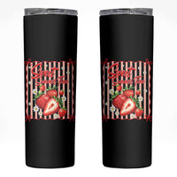 Striped Summer Strawberry Skinny Tumbler Preppy Beach Vibes Graphic