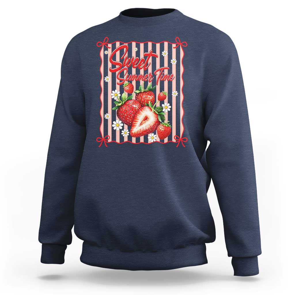Striped Summer Strawberry Sweatshirt Preppy Beach Vibes Graphic