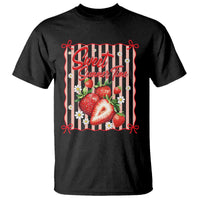 Striped Summer Strawberry T Shirt Preppy Beach Vibes Graphic
