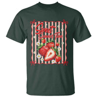Striped Summer Strawberry T Shirt Preppy Beach Vibes Graphic