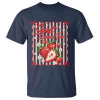 Striped Summer Strawberry T Shirt Preppy Beach Vibes Graphic
