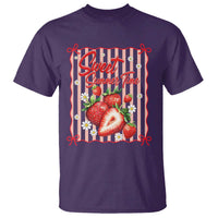 Striped Summer Strawberry T Shirt Preppy Beach Vibes Graphic