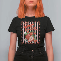 Striped Summer Strawberry T Shirt For Women Preppy Beach Vibes Graphic