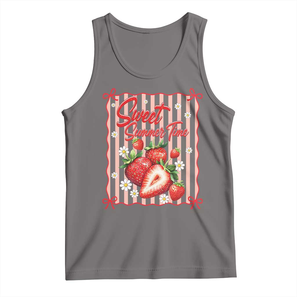 Striped Summer Strawberry Tank Top Preppy Beach Vibes Graphic