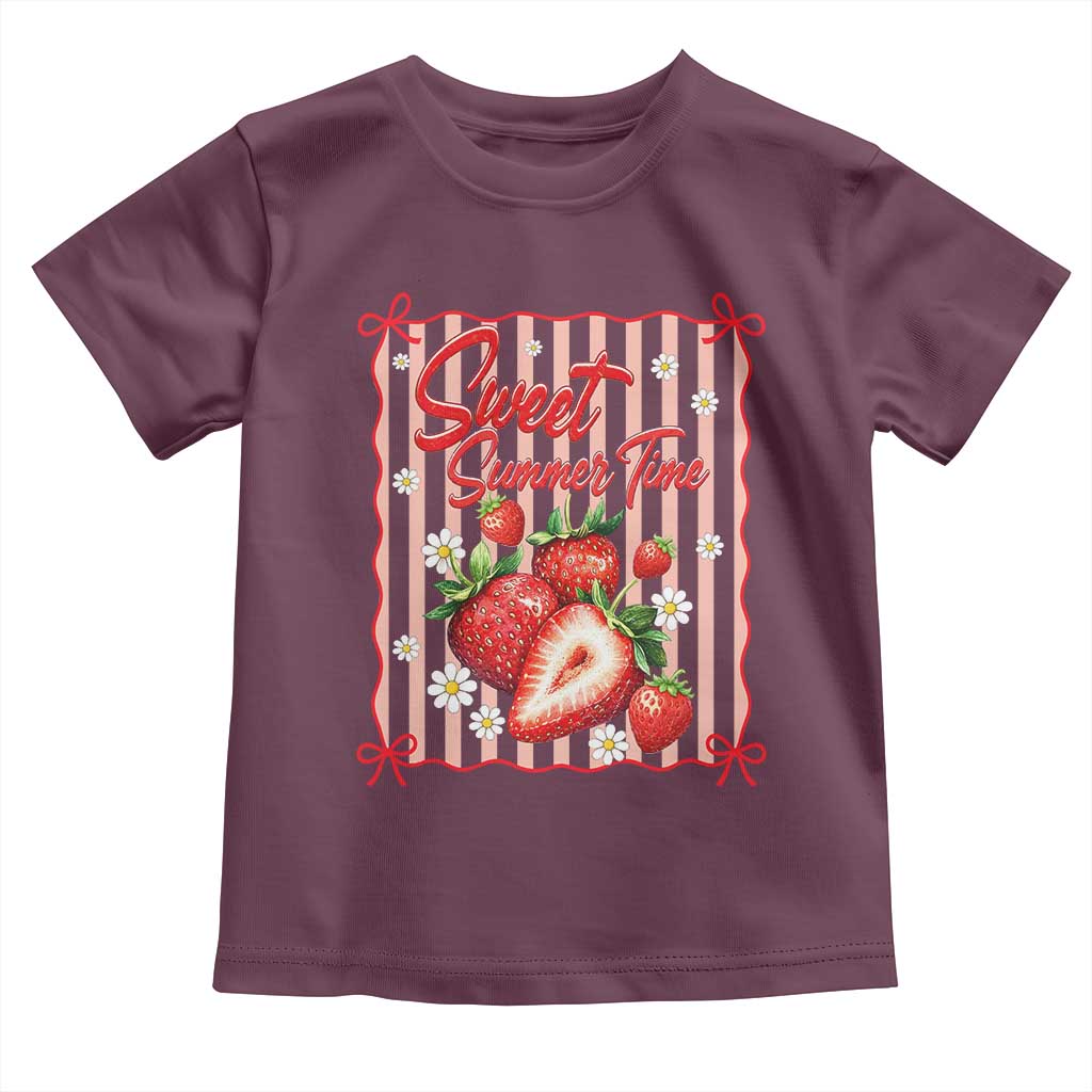 Striped Summer Strawberry Toddler T Shirt Preppy Beach Vibes Graphic