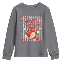 Striped Summer Strawberry Youth Sweatshirt Preppy Beach Vibes Graphic