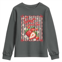 Striped Summer Strawberry Youth Sweatshirt Preppy Beach Vibes Graphic