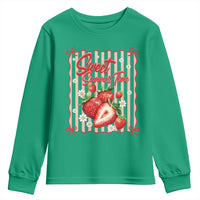 Striped Summer Strawberry Youth Sweatshirt Preppy Beach Vibes Graphic