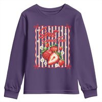Striped Summer Strawberry Youth Sweatshirt Preppy Beach Vibes Graphic