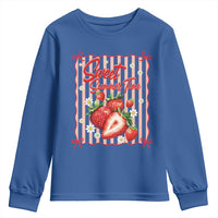 Striped Summer Strawberry Youth Sweatshirt Preppy Beach Vibes Graphic