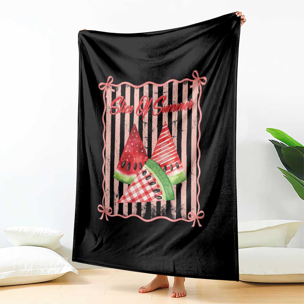 Striped Watermelon Beach Vibes Graphic Throw Blanket Slice Of Summer