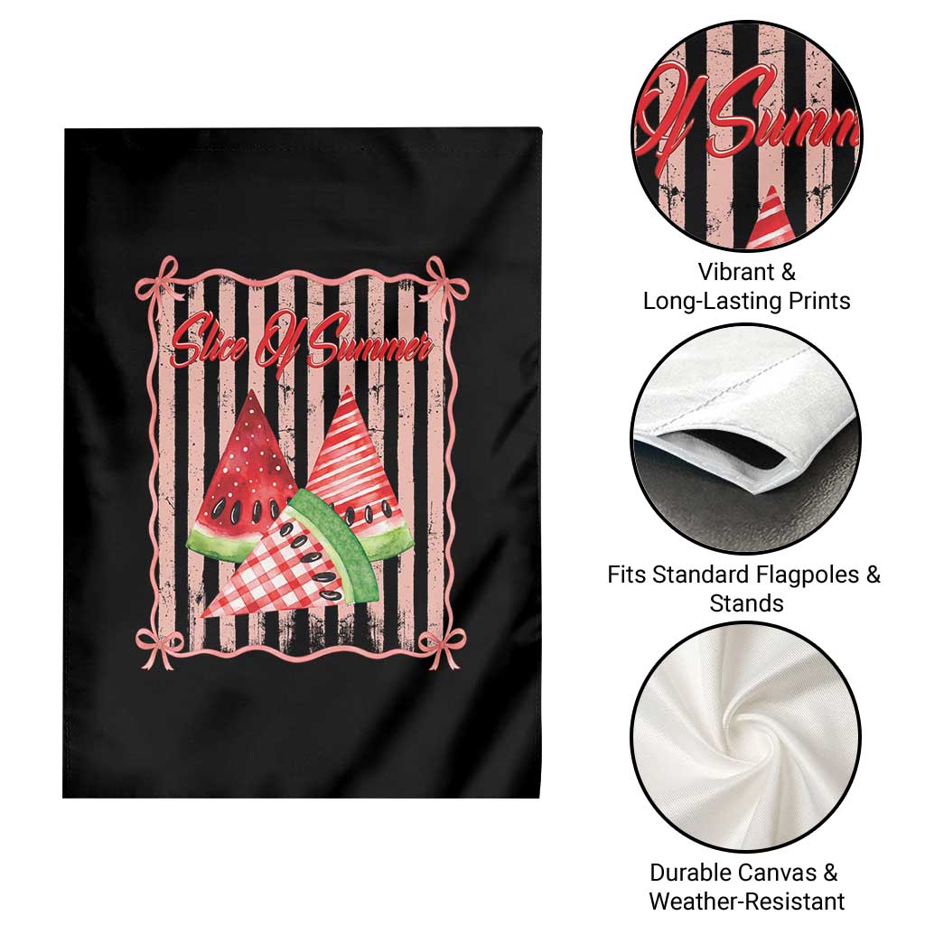 Striped Watermelon Beach Vibes Graphic Garden Flag Slice Of Summer