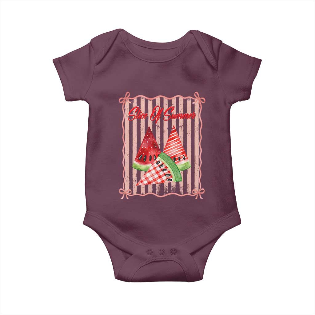 Striped Watermelon Beach Vibes Graphic Baby Onesie Slice Of Summer