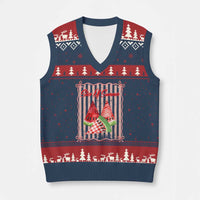 Striped Watermelon Beach Vibes Graphic V-Neck Knit Sweater Vest Slice Of Summer