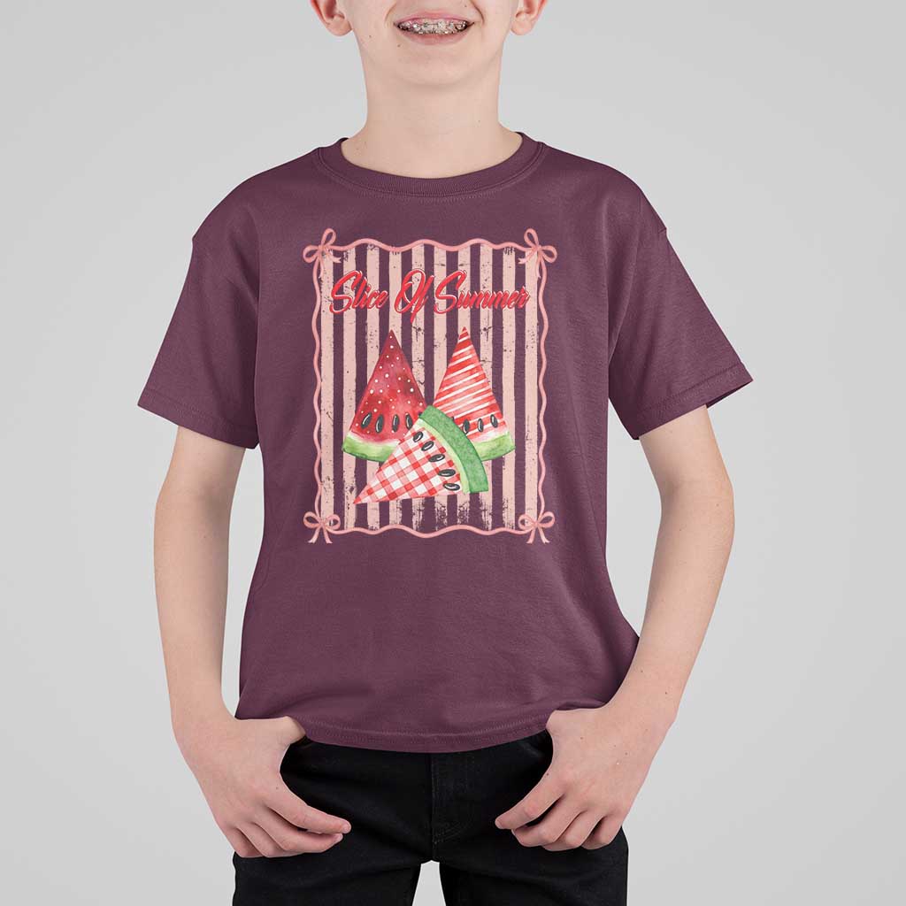 Striped Watermelon Beach Vibes Graphic T Shirt For Kid Slice Of Summer