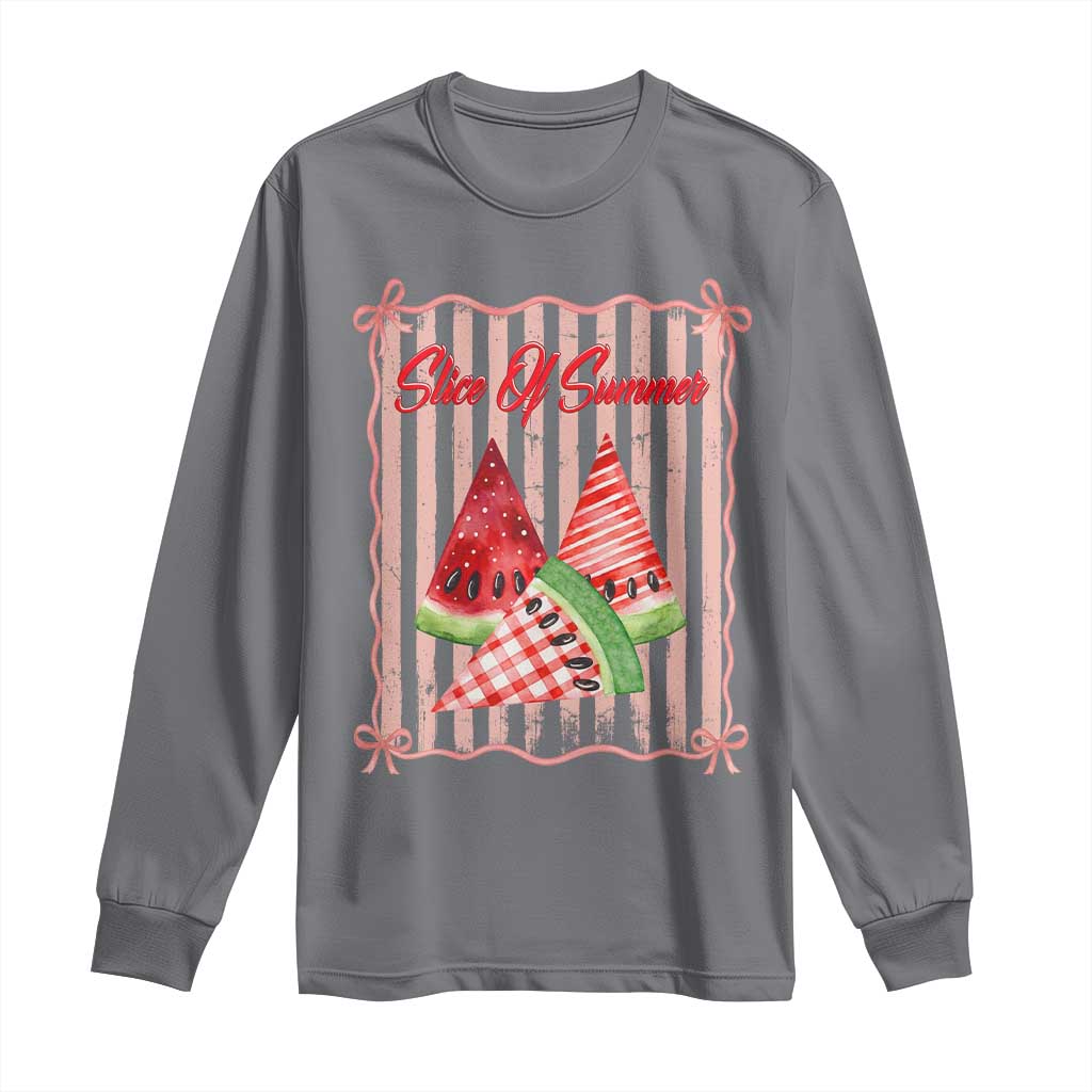 Striped Watermelon Beach Vibes Graphic Long Sleeve Shirt Slice Of Summer