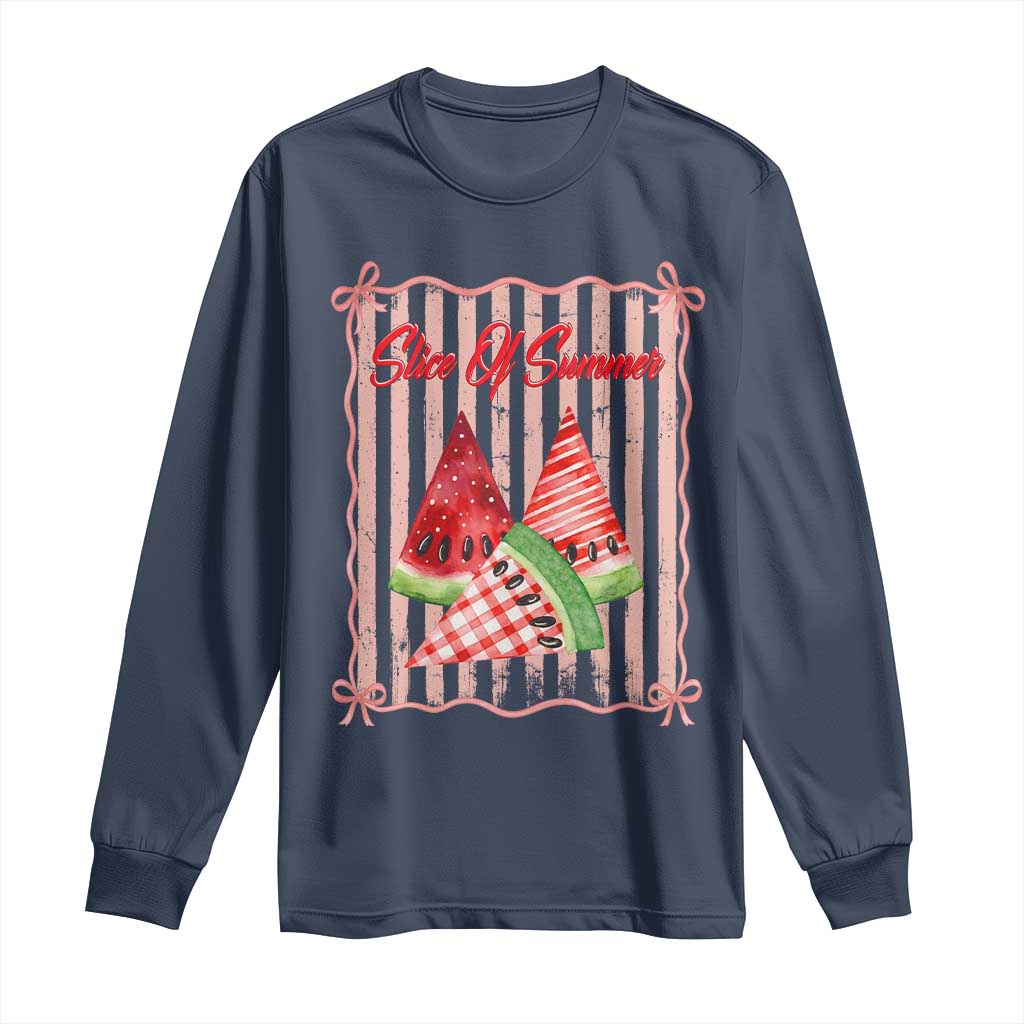 Striped Watermelon Beach Vibes Graphic Long Sleeve Shirt Slice Of Summer