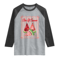 Striped Watermelon Beach Vibes Graphic Raglan Shirt Slice Of Summer
