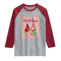 Striped Watermelon Beach Vibes Graphic Raglan Shirt Slice Of Summer