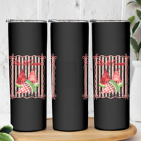 Striped Watermelon Beach Vibes Graphic Skinny Tumbler Slice Of Summer