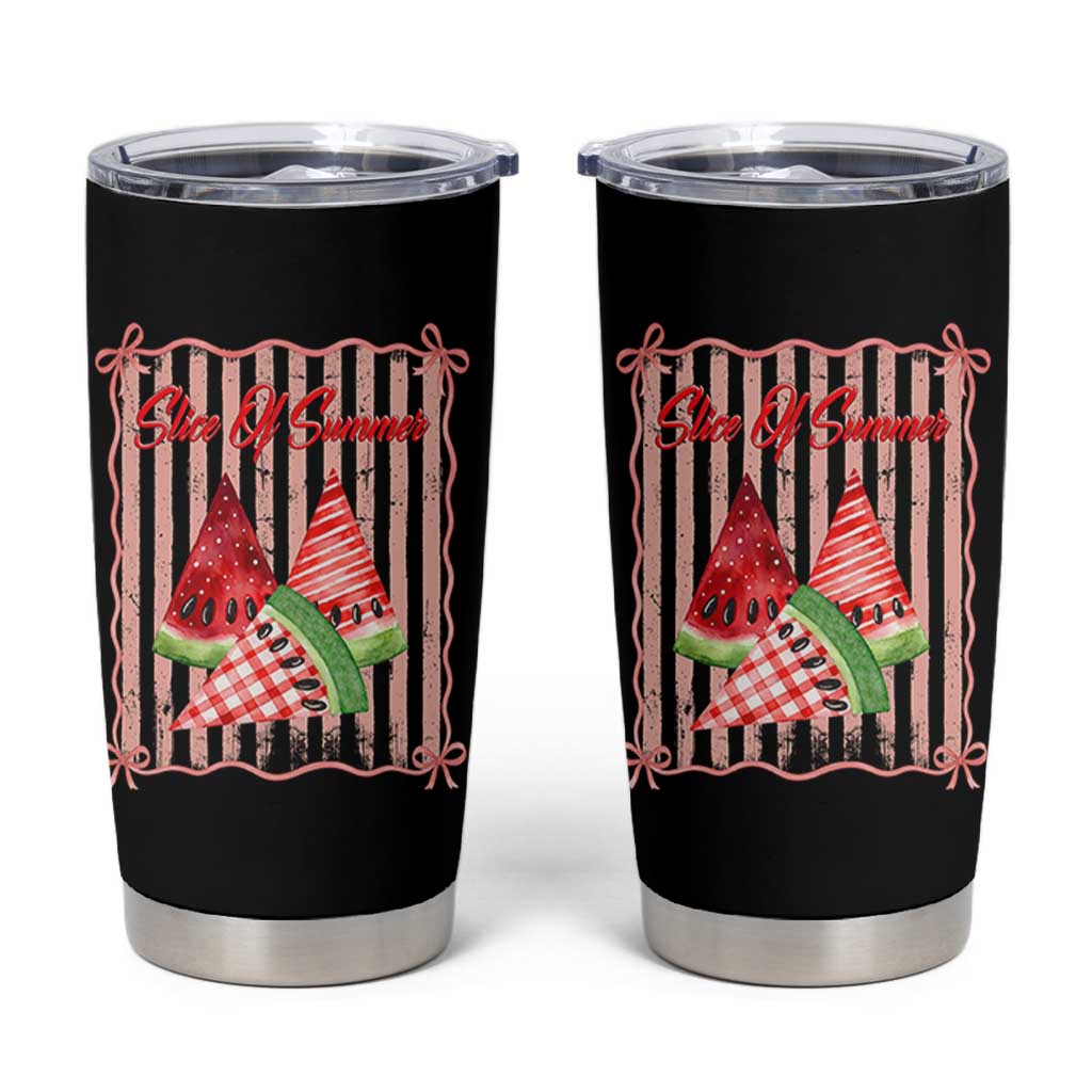 Striped Watermelon Beach Vibes Graphic Tumbler Cup Slice Of Summer