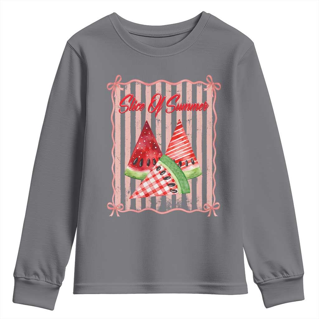 Striped Watermelon Beach Vibes Graphic Youth Sweatshirt Slice Of Summer