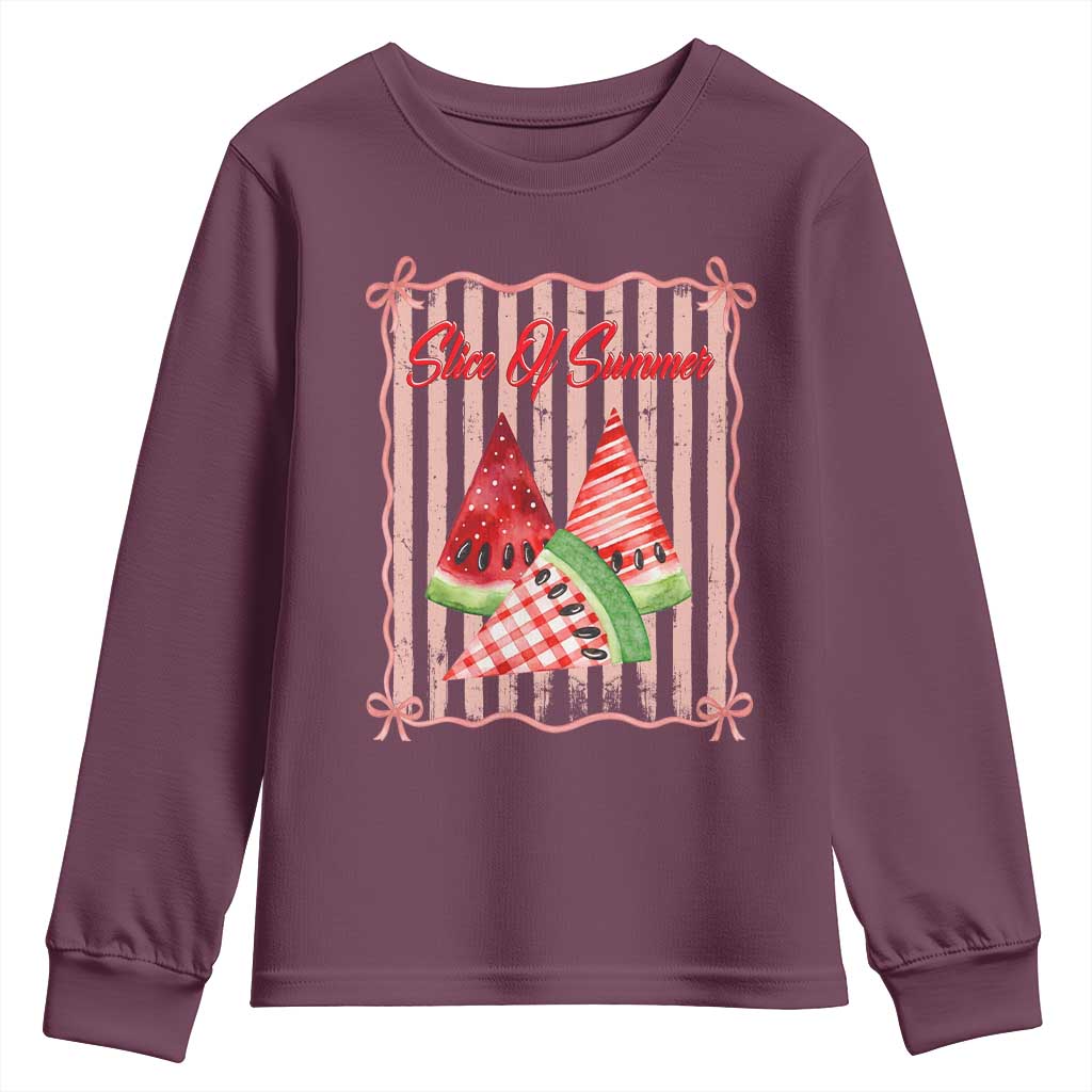 Striped Watermelon Beach Vibes Graphic Youth Sweatshirt Slice Of Summer