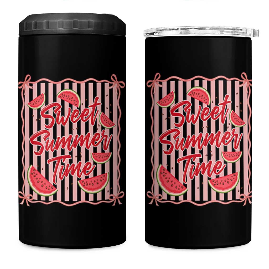 Striped Watermelon Beach Vibes Graphic 4 in 1 Can Cooler Tumbler Sweet Summer Time