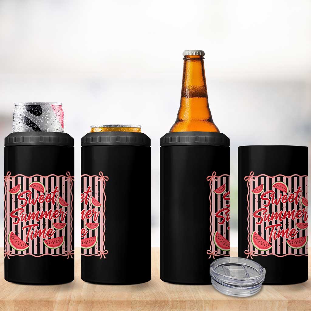 Striped Watermelon Beach Vibes Graphic 4 in 1 Can Cooler Tumbler Sweet Summer Time