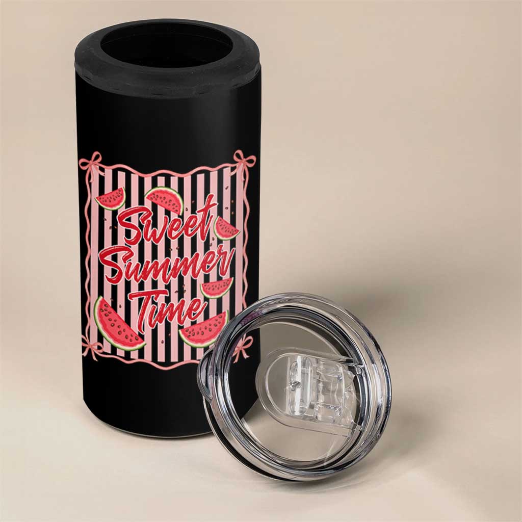 Striped Watermelon Beach Vibes Graphic 4 in 1 Can Cooler Tumbler Sweet Summer Time