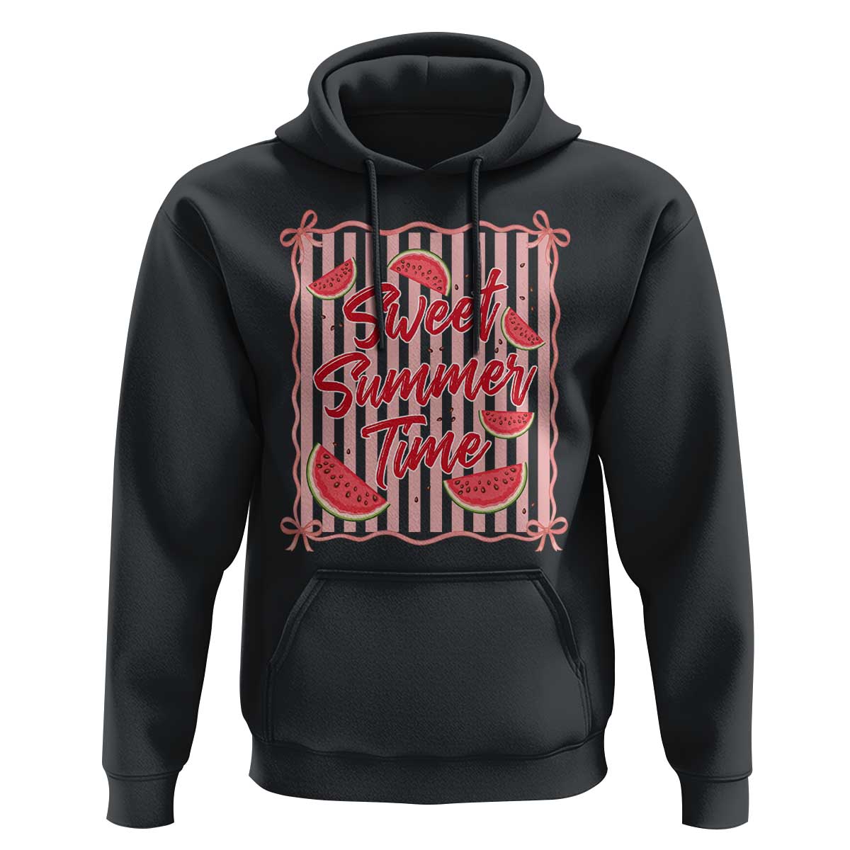Striped Watermelon Beach Vibes Graphic Hoodie Sweet Summer Time