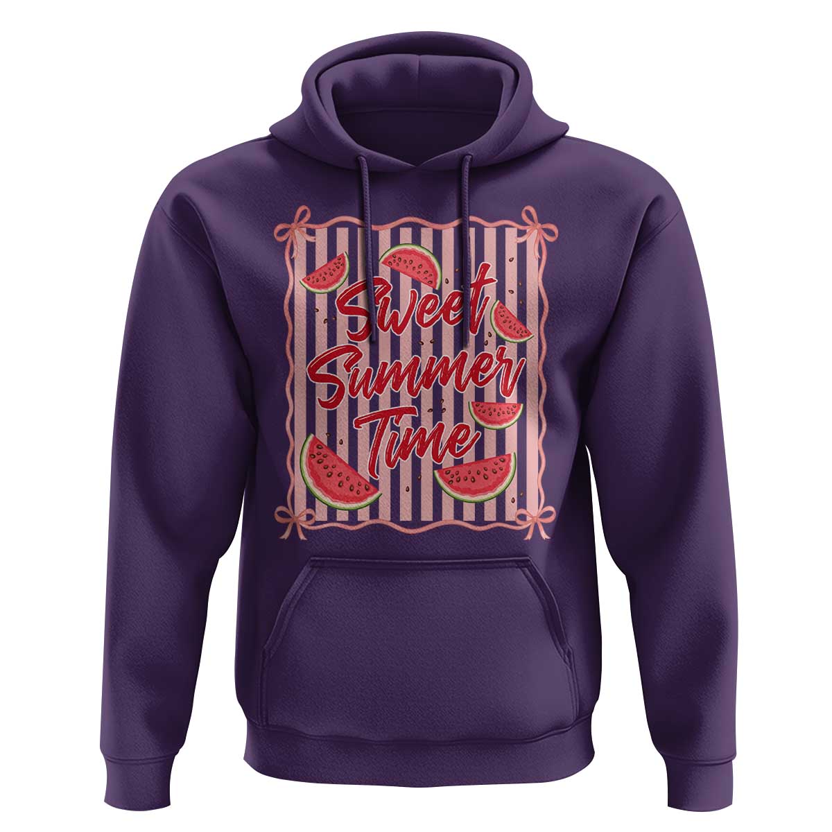 Striped Watermelon Beach Vibes Graphic Hoodie Sweet Summer Time