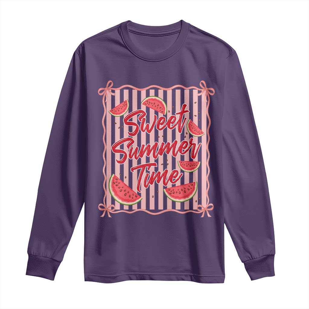 Striped Watermelon Beach Vibes Graphic Long Sleeve Shirt Sweet Summer Time