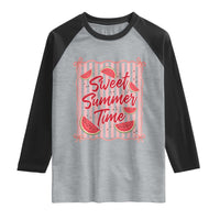 Striped Watermelon Beach Vibes Graphic Raglan Shirt Sweet Summer Time