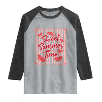 Striped Watermelon Beach Vibes Graphic Raglan Shirt Sweet Summer Time