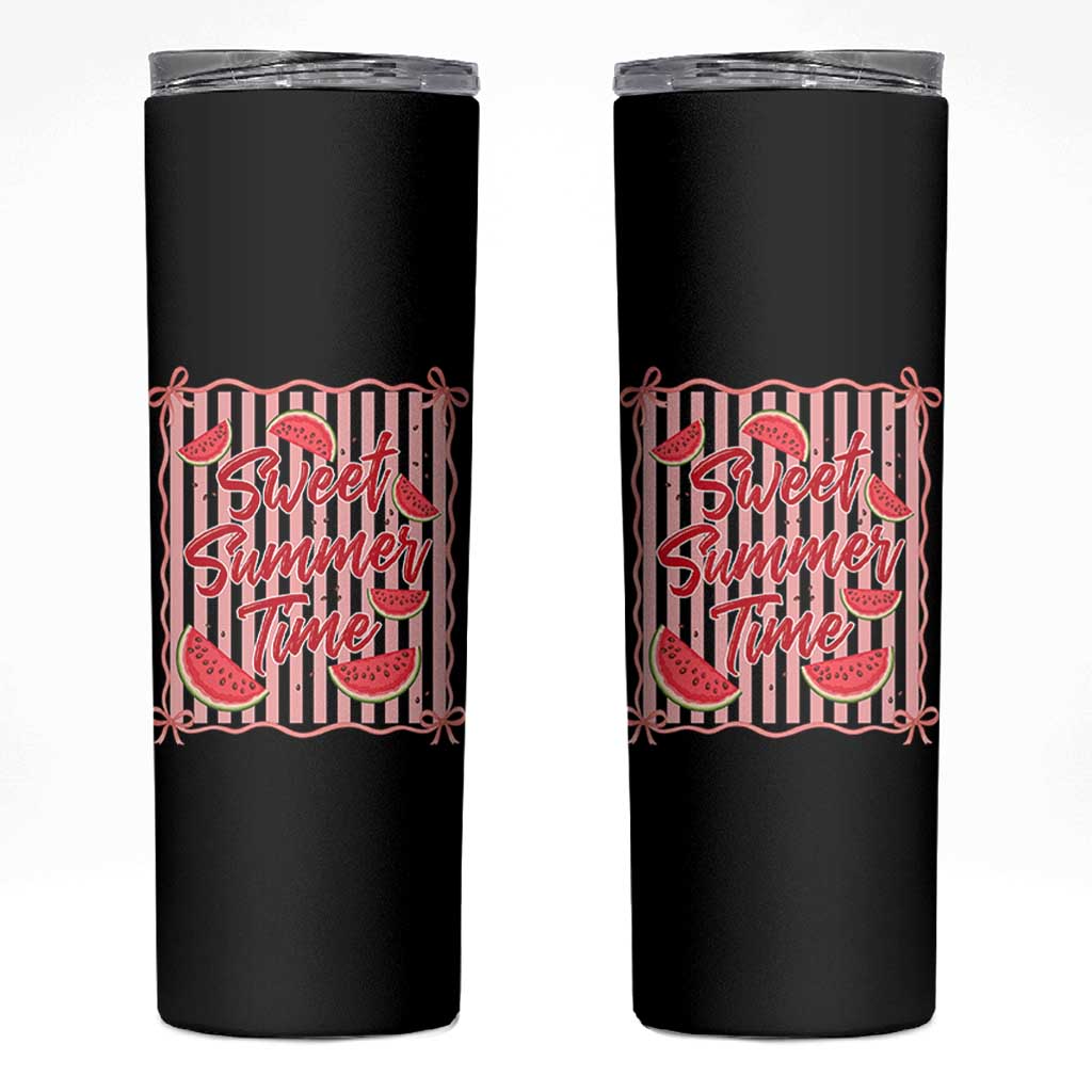Striped Watermelon Beach Vibes Graphic Skinny Tumbler Sweet Summer Time