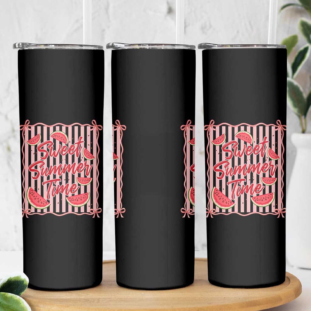 Striped Watermelon Beach Vibes Graphic Skinny Tumbler Sweet Summer Time
