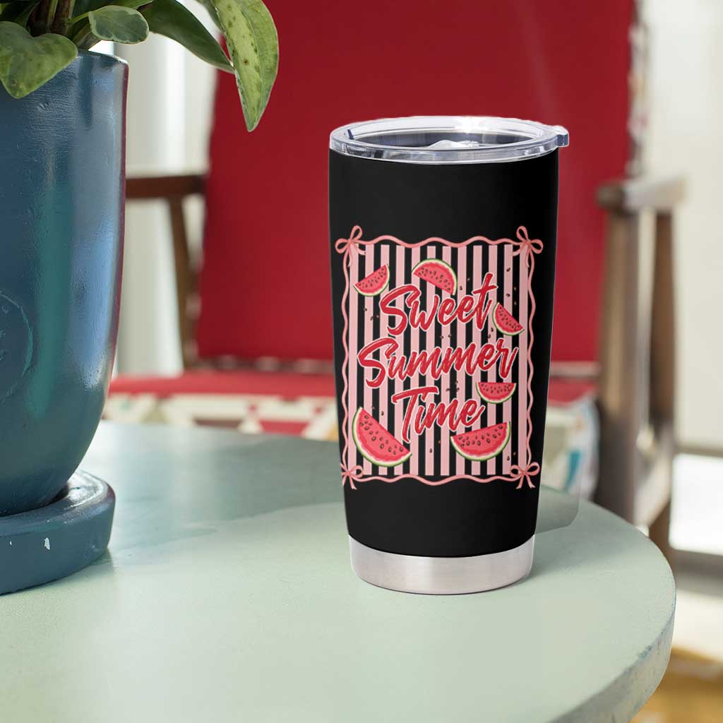 Striped Watermelon Beach Vibes Graphic Tumbler Cup Sweet Summer Time