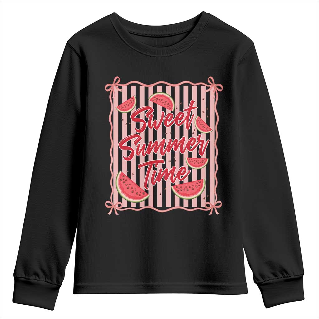 Striped Watermelon Beach Vibes Graphic Youth Sweatshirt Sweet Summer Time
